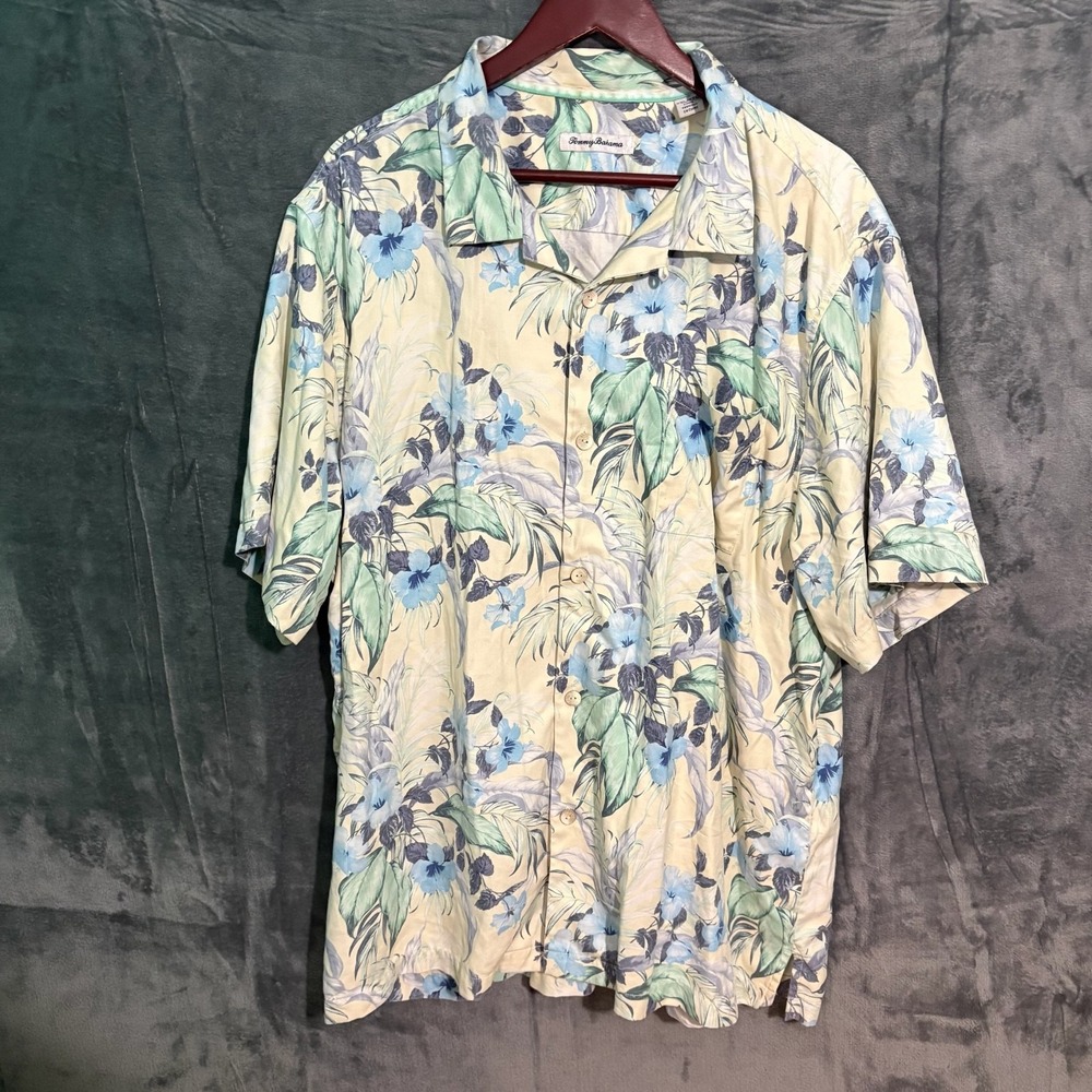 Tommy Bahama Shirt Mens 2XL Short Sleeve Button Down Tropical Preppy